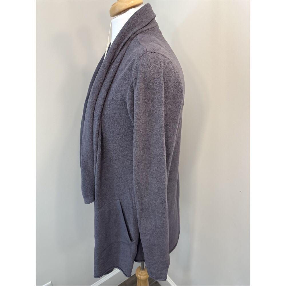 Barefoot Dreams CozyChic Ultra Lite Open Front Cardigan Dusty Blue Gray Pockets - Picture 3 of 10